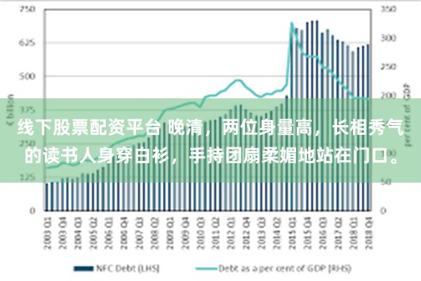 线下股票配资平台 晚清，两位身量高，长相秀气的读书人身穿白衫，手持团扇柔媚地站在门口。